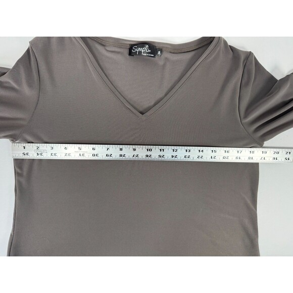 Sympli Womens Tunic Top Size 10 Brown V Neck Stretch Travel Made in Canada - Picture 8 of 12